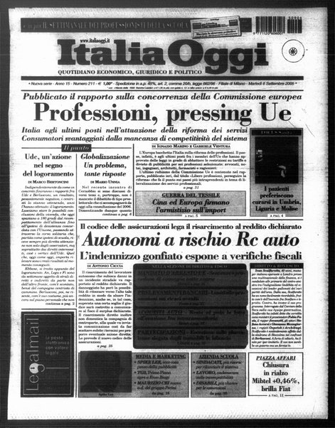 Italia oggi : quotidiano di economia finanza e politica